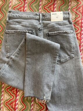 Agolde High-Rise Straight Leg Jeans in Washed Grey